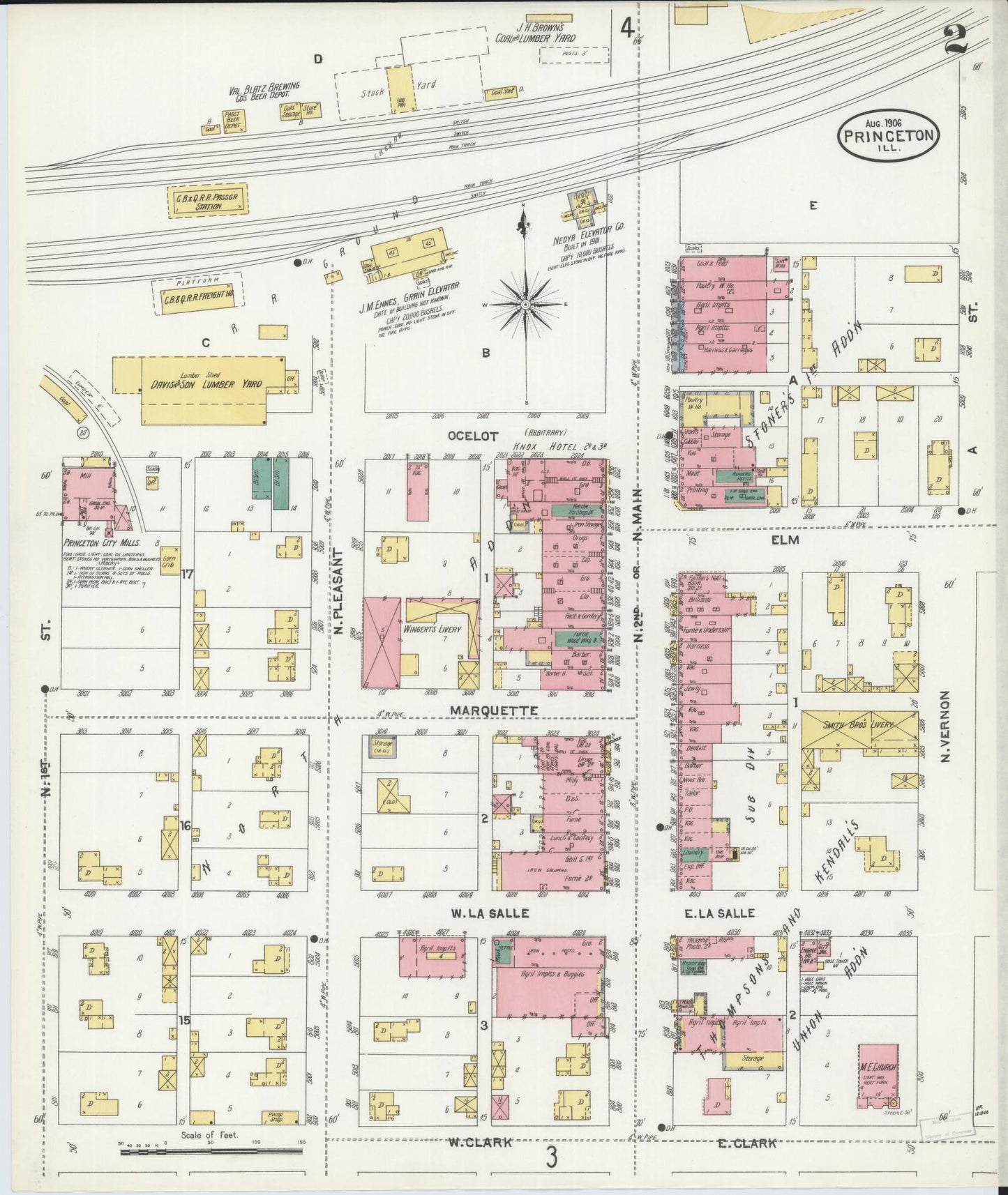 Sanborn Fire Insurance Map from Princeton, Bureau County, Illinois (1906), Sheet #0002 - Complete Map Set gallery image, historic Sanborn map, vintage wall art, Illinois Illinois