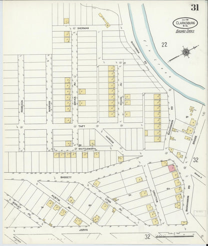 Sanborn Fire Insurance Map from Clarksburg, Harrison County, West Virginia (1911), Sheet #0031 - Complete Map Set gallery image, historic Sanborn map, vintage wall art, West Virginia West Virginia