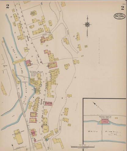 Sanborn Fire Insurance Map from Bethel, Windsor County, Vermont (1922), Sheet #0002 - Complete Map Set gallery image, historic Sanborn map, vintage wall art, Vermont Vermont