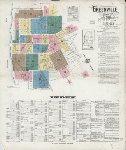 Sanborn Fire Insurance Map from Greenville, Washington County, Mississippi (1925), Sheet #0001 - Complete Map Set gallery image, historic Sanborn map, vintage wall art, Mississippi Mississippi