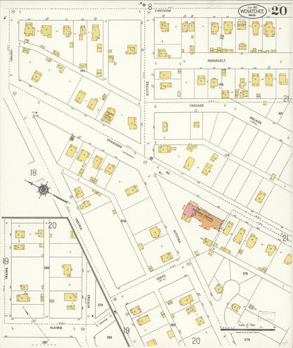 Sanborn Fire Insurance Map from Wenatchee, Chelan County, Washington (1921), Sheet #0020 - Complete Map Set gallery image, historic Sanborn map, vintage wall art, Washington Washington