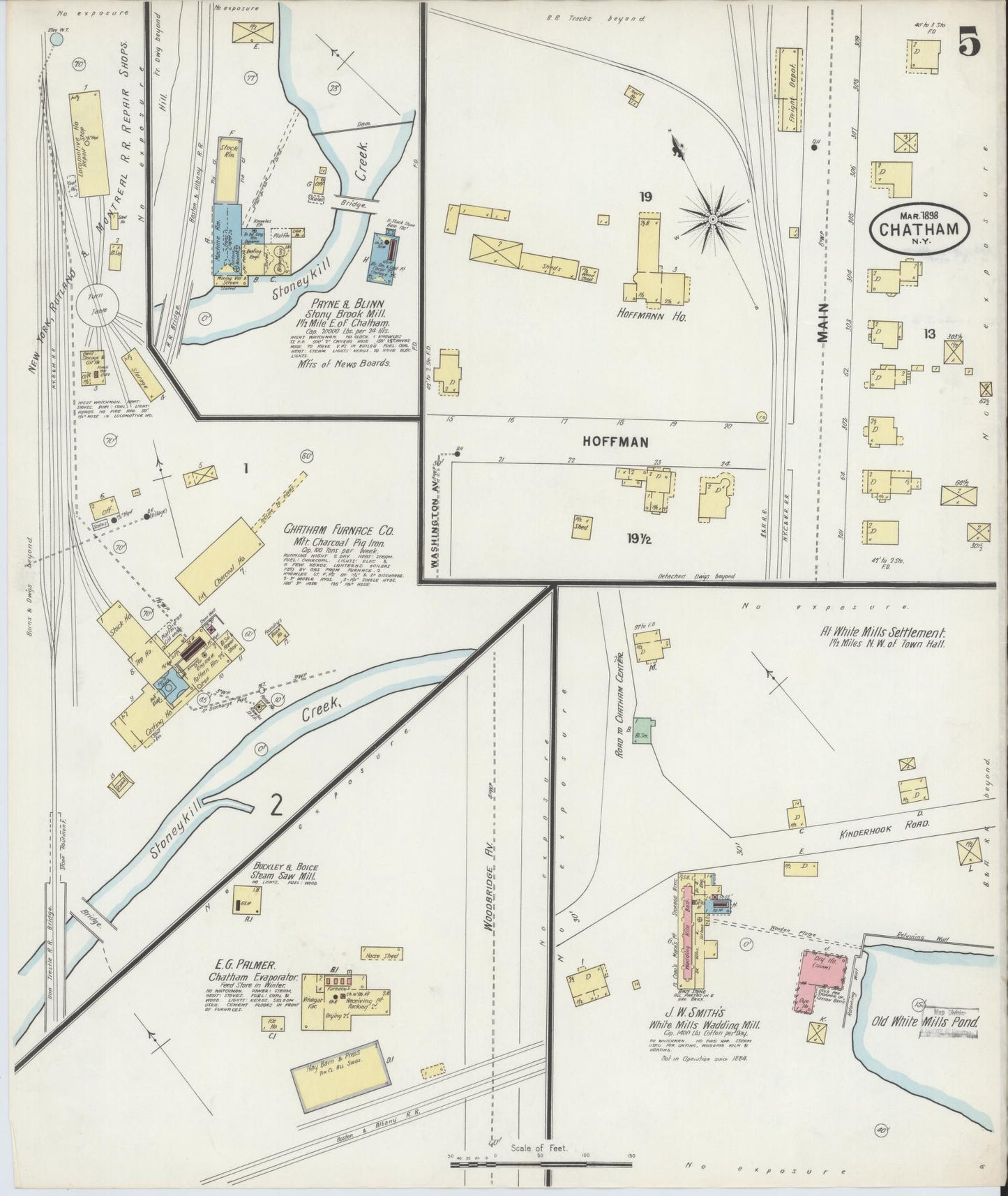 Sanborn Fire Insurance Map from Chatham, Columbia County, New York (1898), Sheet #0005 - Complete Map Set gallery image, historic Sanborn map, vintage wall art, New York New York
