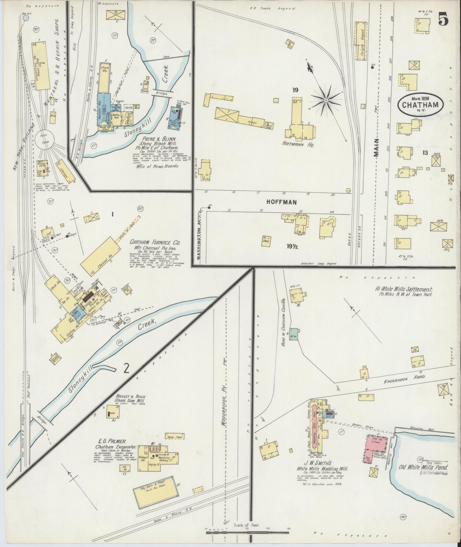 Sanborn Fire Insurance Map from Chatham, Columbia County, New York (1898), Sheet #0005 - Complete Map Set gallery image, historic Sanborn map, vintage wall art, New York New York