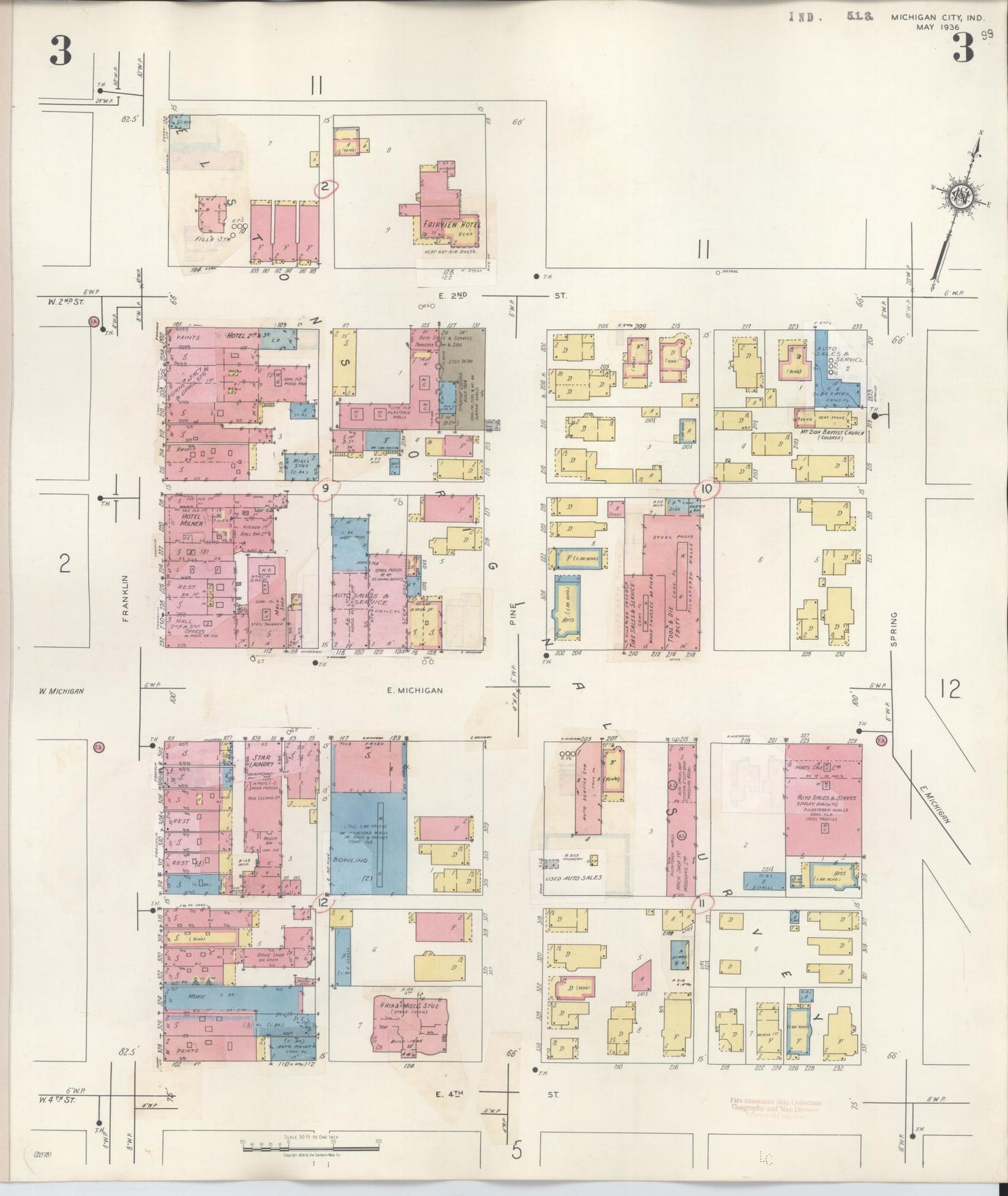 Sanborn Fire Insurance Map from Michigan City, La Porte County, Indiana (1948), Sheet #0003 - Historic Sanborn Fire Insurance Map Print, vintage old map wall art, antique decor, genealogy gift, Michigan Michigan map