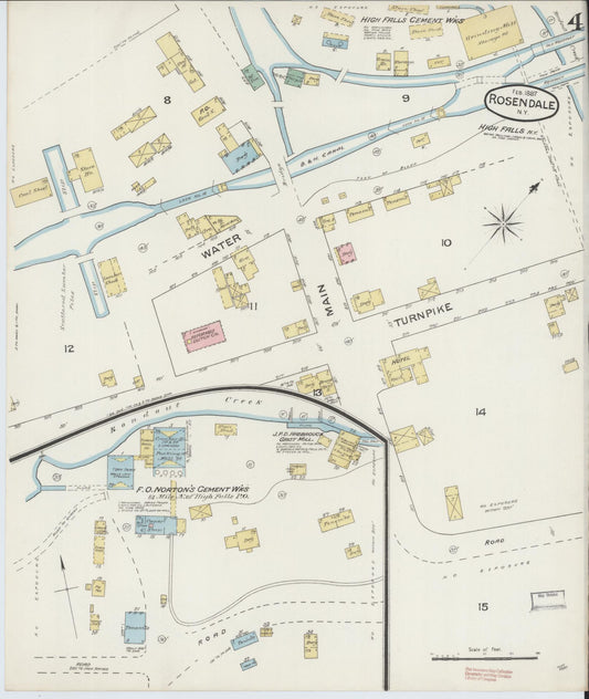 Sanborn Fire Insurance Map from Rosendale, Ulster County, New York (1887), Sheet #0004 - Historic Sanborn Fire Insurance Map Print, vintage old map wall art, antique decor, genealogy gift, New York New York map
