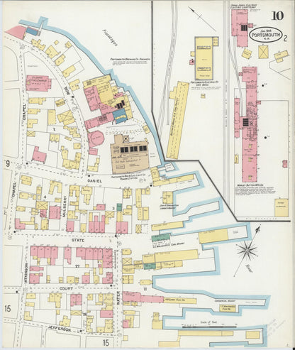 Sanborn Fire Insurance Map from Portsmouth, Rockingham County, New Hampshire (1904), Sheet #0010 - Complete Map Set gallery image, historic Sanborn map, vintage wall art, New Hampshire New Hampshire