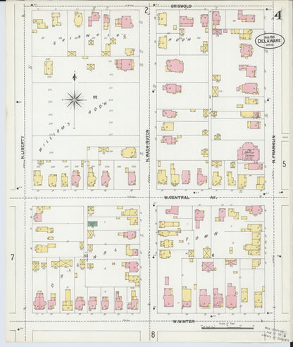 Sanborn Fire Insurance Map from Delaware, Delaware County, Ohio (1901), Sheet #0004 - Complete Map Set gallery image, historic Sanborn map, vintage wall art, Sanborn Fire Insurance Map from Delaware Delaware