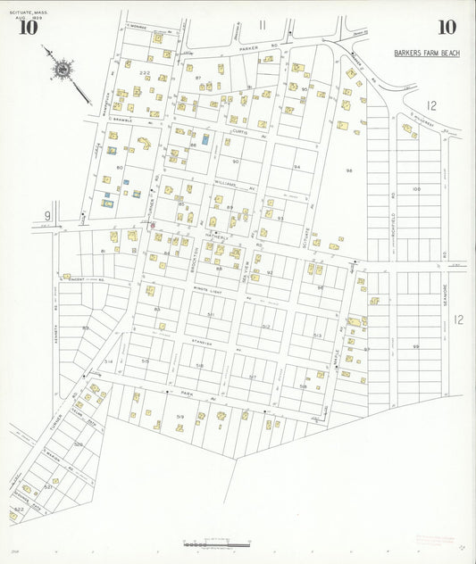 Sanborn Fire Insurance Map from Scituate, Plymouth County, Massachusetts (1939), Sheet #0010 - Historic Sanborn Fire Insurance Map Print, vintage old map wall art, antique decor, genealogy gift, Massachusetts Massachusetts map
