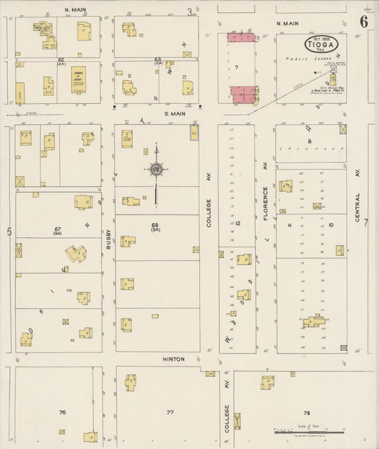 Sanborn Fire Insurance Map from Tioga, Grayton County, Texas (1922), Sheet #0006 - Historic Sanborn Fire Insurance Map Print, vintage old map wall art, antique decor, genealogy gift, Texas Texas map