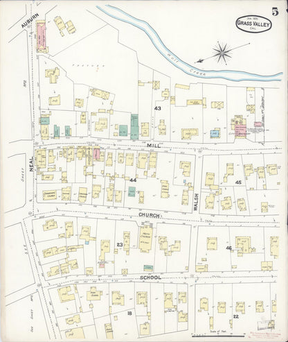 Sanborn Fire Insurance Map from Grass Valley, Nevada County, California (1891), Sheet #0005 - Complete Map Set gallery image, historic Sanborn map, vintage wall art, Grass Valley Nevada