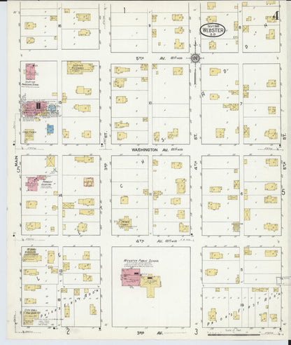 Sanborn Fire Insurance Map from Webster, Day County, South Dakota (1916), Sheet #0004 - Complete Map Set gallery image, historic Sanborn map, vintage wall art, South Dakota South Dakota