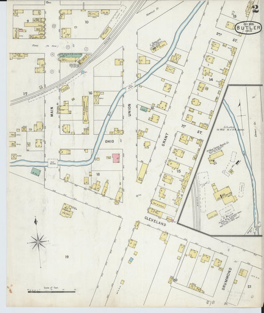 Sanborn Fire Insurance Map from Butler, Richland County, Ohio (1885), Sheet #0002 - Historic Sanborn Fire Insurance Map Print, vintage old map wall art, antique decor, genealogy gift, Ohio Ohio map
