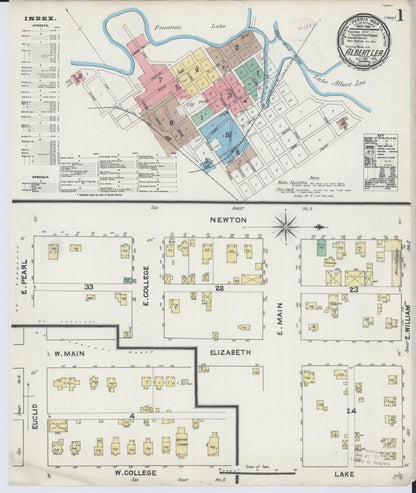 Sanborn Fire Insurance Map from Albert Lea, Freeborn County, Minnesota (1891), Sheet #0001 - Historic Sanborn Fire Insurance Map Print, vintage old map wall art, antique decor, genealogy gift, Minnesota Minnesota map