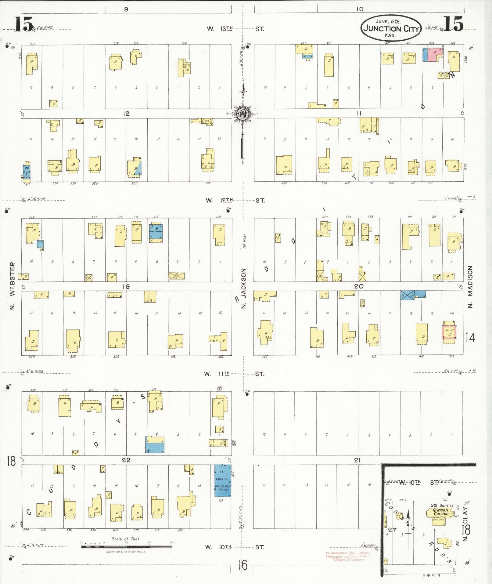 Sanborn Fire Insurance Map from Junction City, Geary County, Kansas (1925), Sheet #0015 - Historic Sanborn Fire Insurance Map Print, vintage old map wall art, antique decor, genealogy gift, Kansas Kansas map