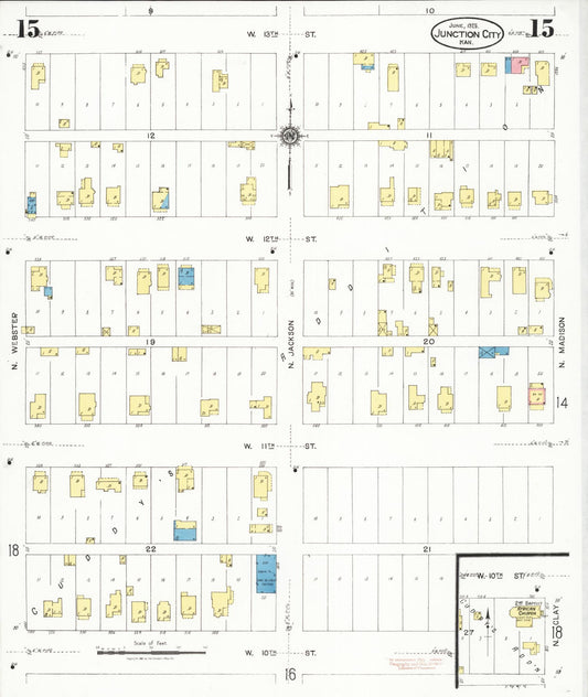 Sanborn Fire Insurance Map from Junction City, Geary County, Kansas (1925), Sheet #0015 - Historic Sanborn Fire Insurance Map Print, vintage old map wall art, antique decor, genealogy gift, Kansas Kansas map