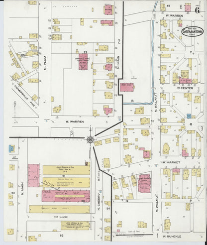 Sanborn Fire Insurance Map from Germantown, Montgomery County, Ohio (1921), Sheet #0006 - Historic Sanborn Fire Insurance Map Print, vintage old map wall art, antique decor, genealogy gift, Ohio Ohio map