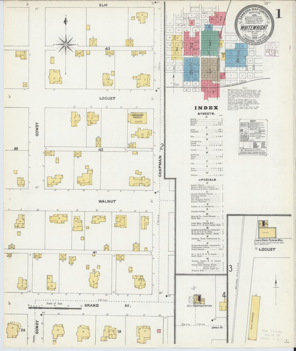 Sanborn Fire Insurance Map from Whitewright, Grayson County, Texas (1905), Sheet #0001 - Historic Sanborn Fire Insurance Map Print, vintage old map wall art, antique decor, genealogy gift, Texas Texas map
