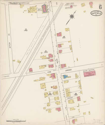 Sanborn Fire Insurance Map from Hatfield, Montgomery County, Pennsylvania (1922), Sheet #0006 - Complete Map Set gallery image, historic Sanborn map, vintage wall art, Pennsylvania Pennsylvania