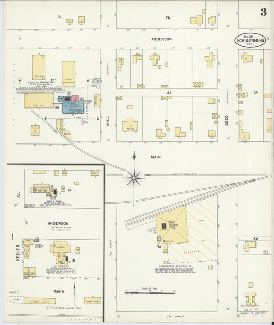 Sanborn Fire Insurance Map from Schulenburg, Fayette County, Texas (1901), Sheet #0003 - Historic Sanborn Fire Insurance Map Print, vintage old map wall art, antique decor, genealogy gift, Texas Texas map