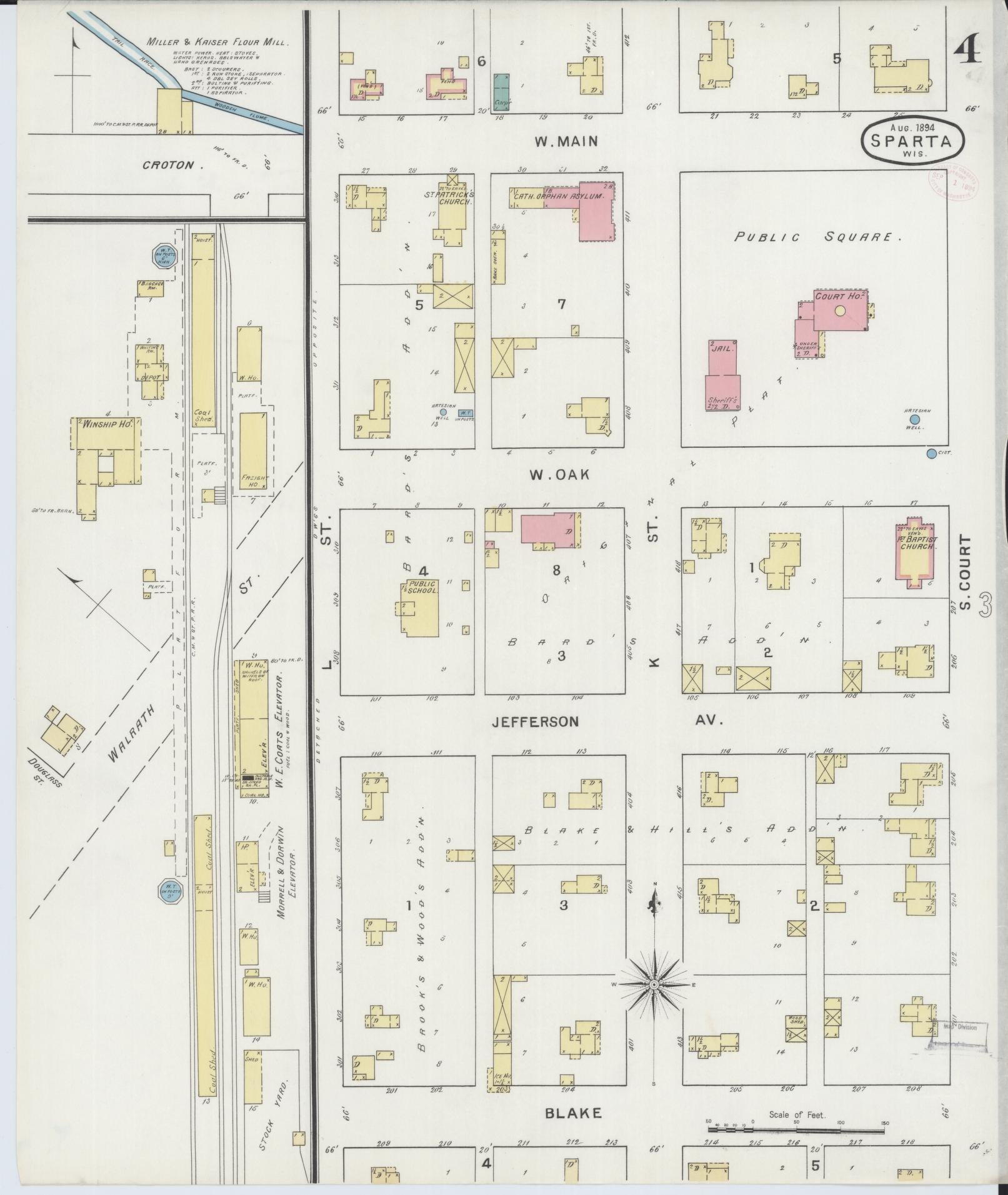 Sanborn Fire Insurance Map from Sparta, Monroe County, Wisconsin (1894), Sheet #0004 - Complete Map Set gallery image, historic Sanborn map, vintage wall art, Wisconsin Wisconsin