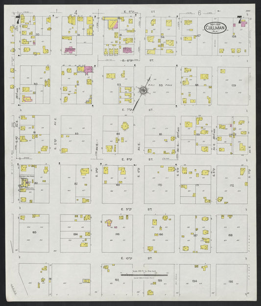 Sanborn Fire Insurance Map from Cullman, Cullman County, Alabama (1926), Sheet #0007 - Historic Sanborn Fire Insurance Map Print, vintage old map wall art, antique decor, genealogy gift, Alabama Alabama map