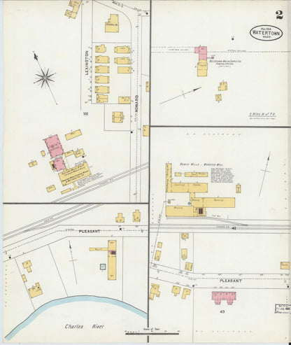 Sanborn Fire Insurance Map from Watertown, Middlesex County, Massachusetts (1904), Sheet #0002 - Historic Sanborn Fire Insurance Map Print, vintage old map wall art, antique decor, genealogy gift, Massachusetts Massachusetts map