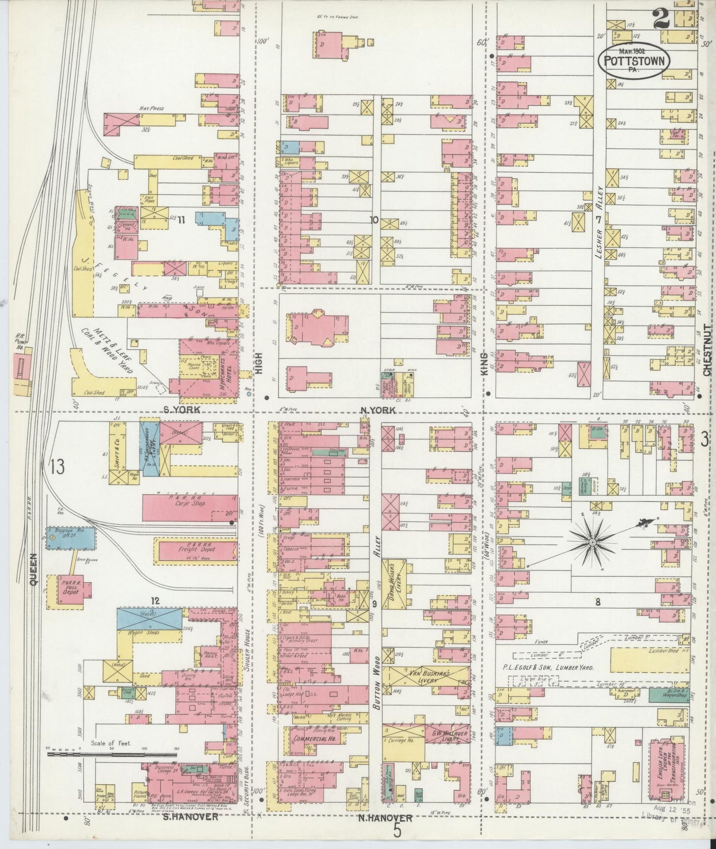 Sanborn Fire Insurance Map from Pottstown, Montgomery County, Pennsylvania (1902), Sheet #0002 - Complete Map Set gallery image, historic Sanborn map, vintage wall art, Pennsylvania Pennsylvania