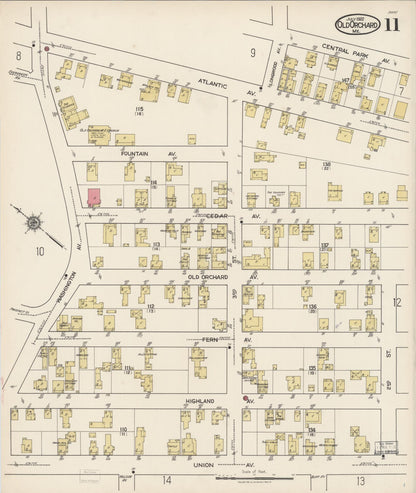Sanborn Fire Insurance Map from Old Orchard, York County, Maine (1922), Sheet #0011 - Complete Map Set gallery image, historic Sanborn map, vintage wall art, Maine Maine