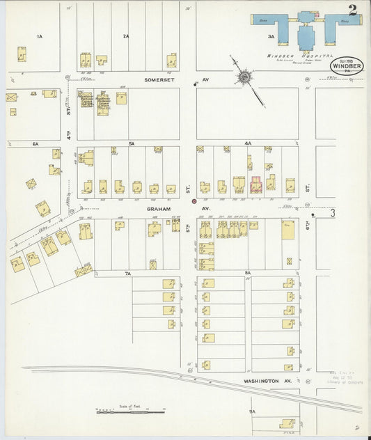 Sanborn Fire Insurance Map from Windber, Somerset County, Pennsylvania (1910), Sheet #0002 - Historic Sanborn Fire Insurance Map Print, vintage old map wall art, antique decor, genealogy gift, Pennsylvania Pennsylvania map