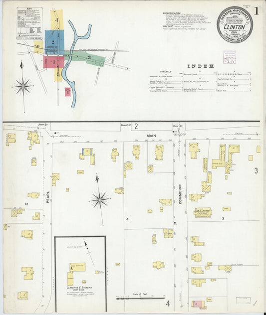 Sanborn Fire Insurance Map from Clinton, Middlesex County, Connecticut (1908), Sheet #0001 - Complete Map Set gallery image, historic Sanborn map, vintage wall art, Connecticut Connecticut