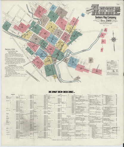 Sanborn Fire Insurance Map from Rome, Oneida County, New York (1909), Sheet #0001 - Historic Sanborn Fire Insurance Map Print, vintage old map wall art, antique decor, genealogy gift, New York New York map