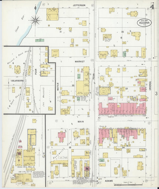 Sanborn Fire Insurance Map from Havana, Mason County, Illinois (1899), Sheet #0004 - Historic Sanborn Fire Insurance Map Print, vintage old map wall art, antique decor, genealogy gift, Illinois Illinois map
