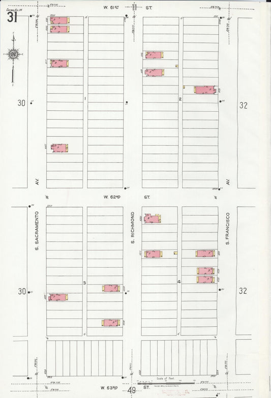 Sanborn Fire Insurance Map from Chicago, Cook County, Illinois (1920), Sheet #0031 - Historic Sanborn Fire Insurance Map Print, vintage old map wall art, antique decor, genealogy gift, Illinois Illinois map