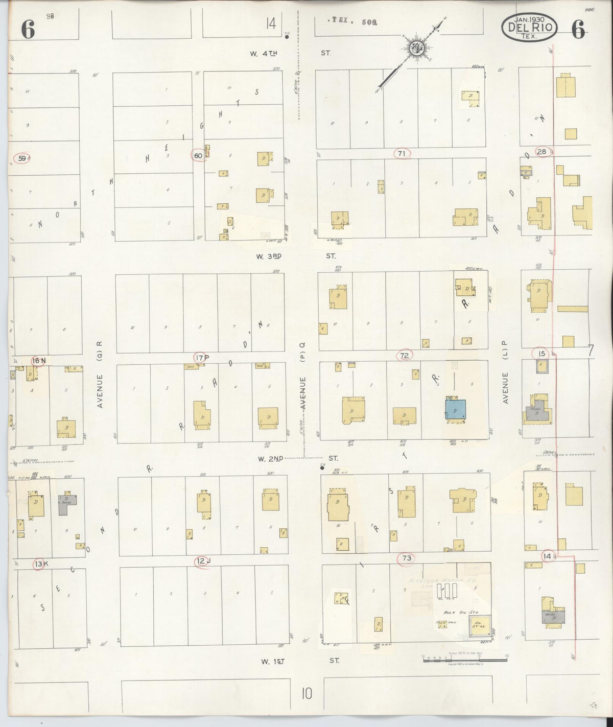 Sanborn Fire Insurance Map from Del Rio, Val Verde County, Texas (1948), Sheet #0006 - Historic Sanborn Fire Insurance Map Print, vintage old map wall art, antique decor, genealogy gift, Texas Texas map