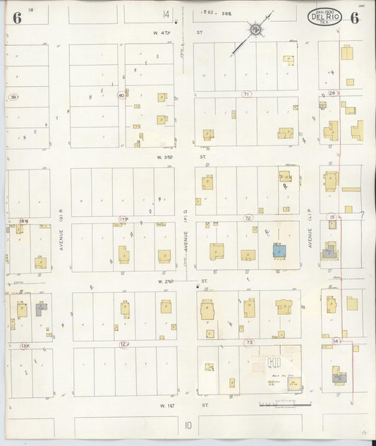 Sanborn Fire Insurance Map from Del Rio, Val Verde County, Texas (1948), Sheet #0006 - Historic Sanborn Fire Insurance Map Print, vintage old map wall art, antique decor, genealogy gift, Texas Texas map