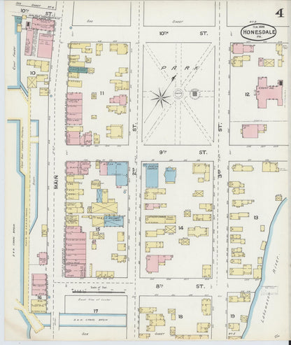 Sanborn Fire Insurance Map from Honesdale, Wayne County, Pennsylvania (1892), Sheet #0004 - Complete Map Set gallery image, historic Sanborn map, vintage wall art, Pennsylvania Pennsylvania