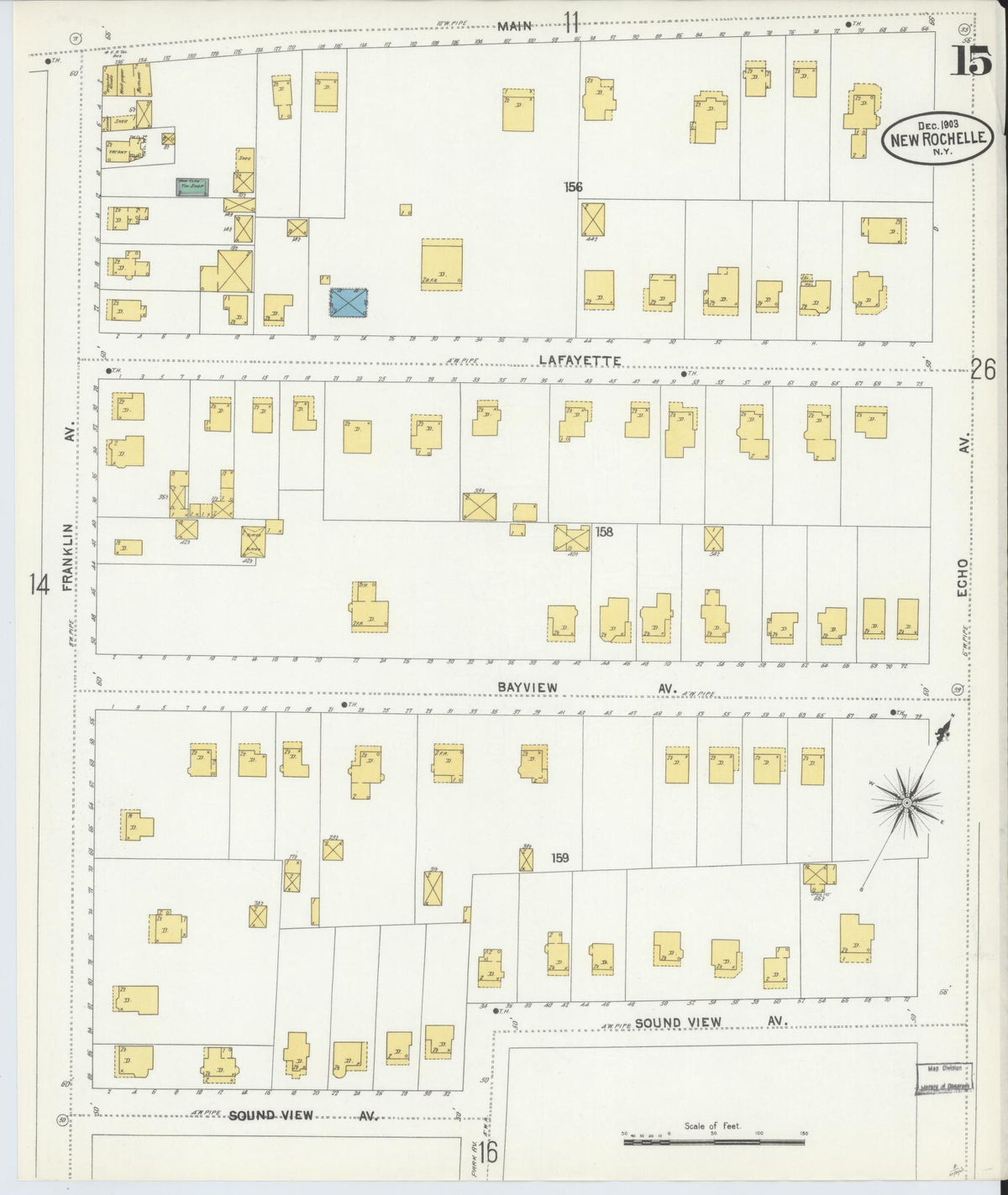 Sanborn Fire Insurance Map from New Rochelle, Westchester County, New York (1903), Sheet #0015 - Complete Map Set gallery image, historic Sanborn map, vintage wall art, New York New York