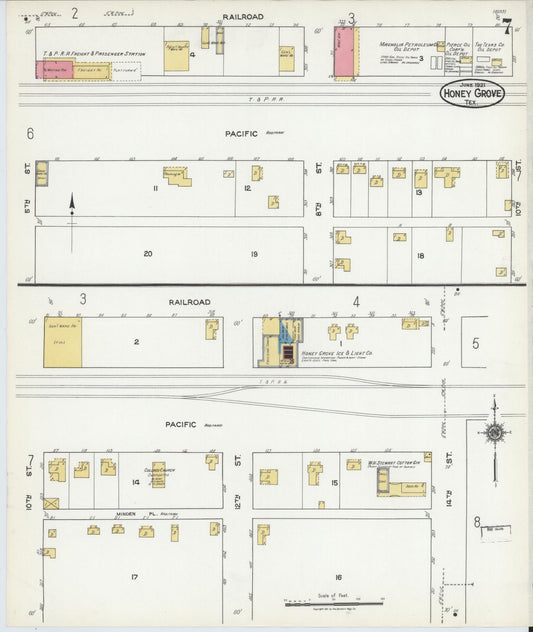 Sanborn Fire Insurance Map from Honey Grove, Fannin County, Texas (1921), Sheet #0007 - Historic Sanborn Fire Insurance Map Print, vintage old map wall art, antique decor, genealogy gift, Texas Texas map