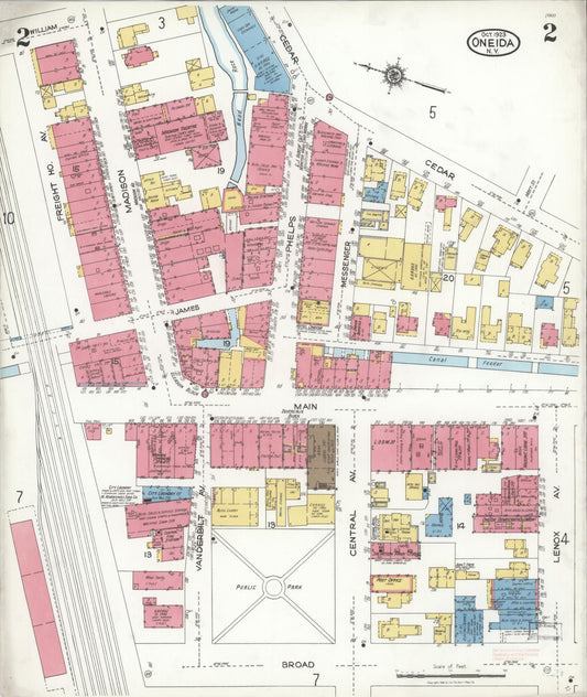 Sanborn Fire Insurance Map from Oneida, Madison County, New York (1923), Sheet #0002 - Historic Sanborn Fire Insurance Map Print, vintage old map wall art, antique decor, genealogy gift, New York New York map