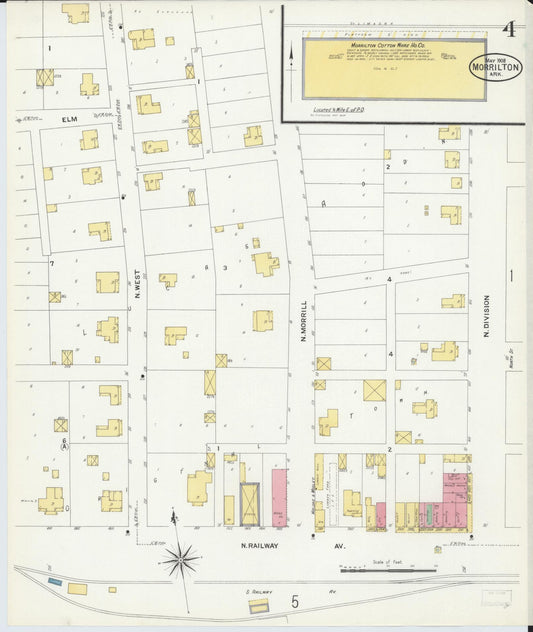 Sanborn Fire Insurance Map from Morrilton, Conway County, Arkansas (1908), Sheet #0004 - Historic Sanborn Fire Insurance Map Print, vintage old map wall art, antique decor, genealogy gift, Arkansas Arkansas map