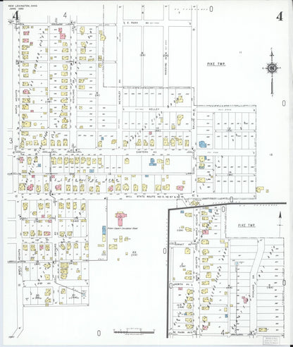 Sanborn Fire Insurance Map from New Lexington, Perry County, Ohio (1950), Sheet #0004 - Historic Sanborn Fire Insurance Map Print, vintage old map wall art, antique decor, genealogy gift, Ohio Ohio map
