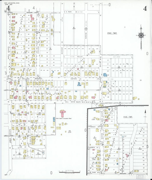 Sanborn Fire Insurance Map from New Lexington, Perry County, Ohio (1950), Sheet #0004 - Historic Sanborn Fire Insurance Map Print, vintage old map wall art, antique decor, genealogy gift, Ohio Ohio map