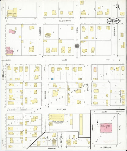 Sanborn Fire Insurance Map from Lake City, Calhoun County, Iowa (1919), Sheet #0003 - Historic Sanborn Fire Insurance Map Print