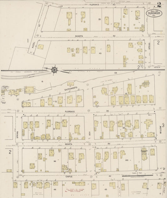 Sanborn Fire Insurance Map from Dunsmuir, Siskiyou County, California (1920), Sheet #0002 - Historic Sanborn Fire Insurance Map Print, vintage old map wall art, antique decor, genealogy gift, California California map
