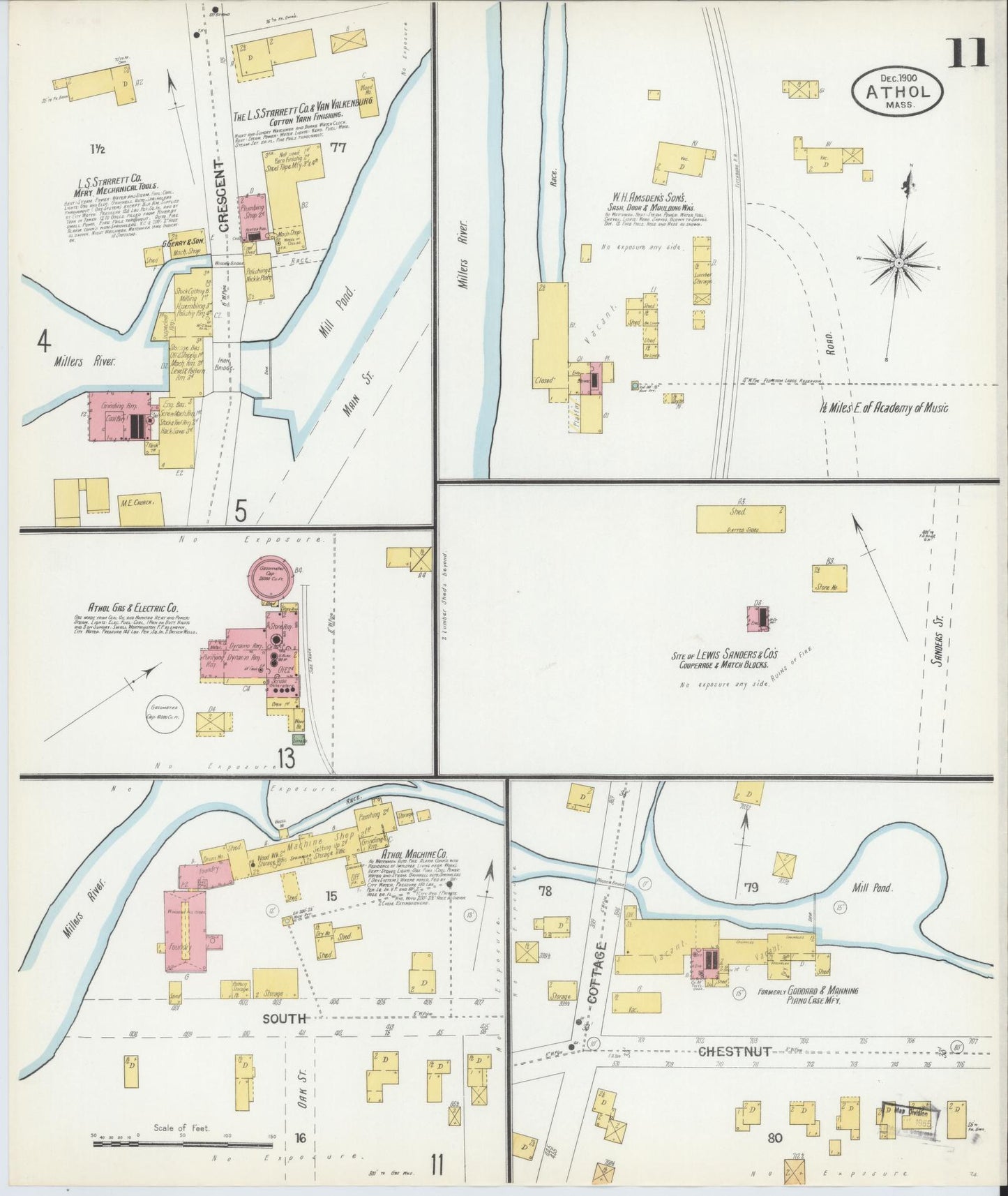Sanborn Fire Insurance Map from Athol, Worcester County, Massachusetts (1900), Sheet #0011 - Complete Map Set gallery image, historic Sanborn map, vintage wall art, Massachusetts Massachusetts