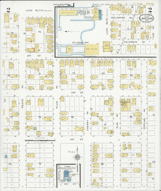 Sanborn Fire Insurance Map from Lakeside, Ottawa County, Ohio (1927), Sheet #0002 - Historic Sanborn Fire Insurance Map Print, vintage old map wall art, antique decor, genealogy gift, Ohio Ohio map