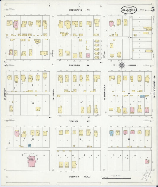Sanborn Fire Insurance Map from Alliance, Box Butte County, Nebraska (1910), Sheet #0005 - Historic Sanborn Fire Insurance Map Print, vintage old map wall art, antique decor, genealogy gift, Nebraska Nebraska map