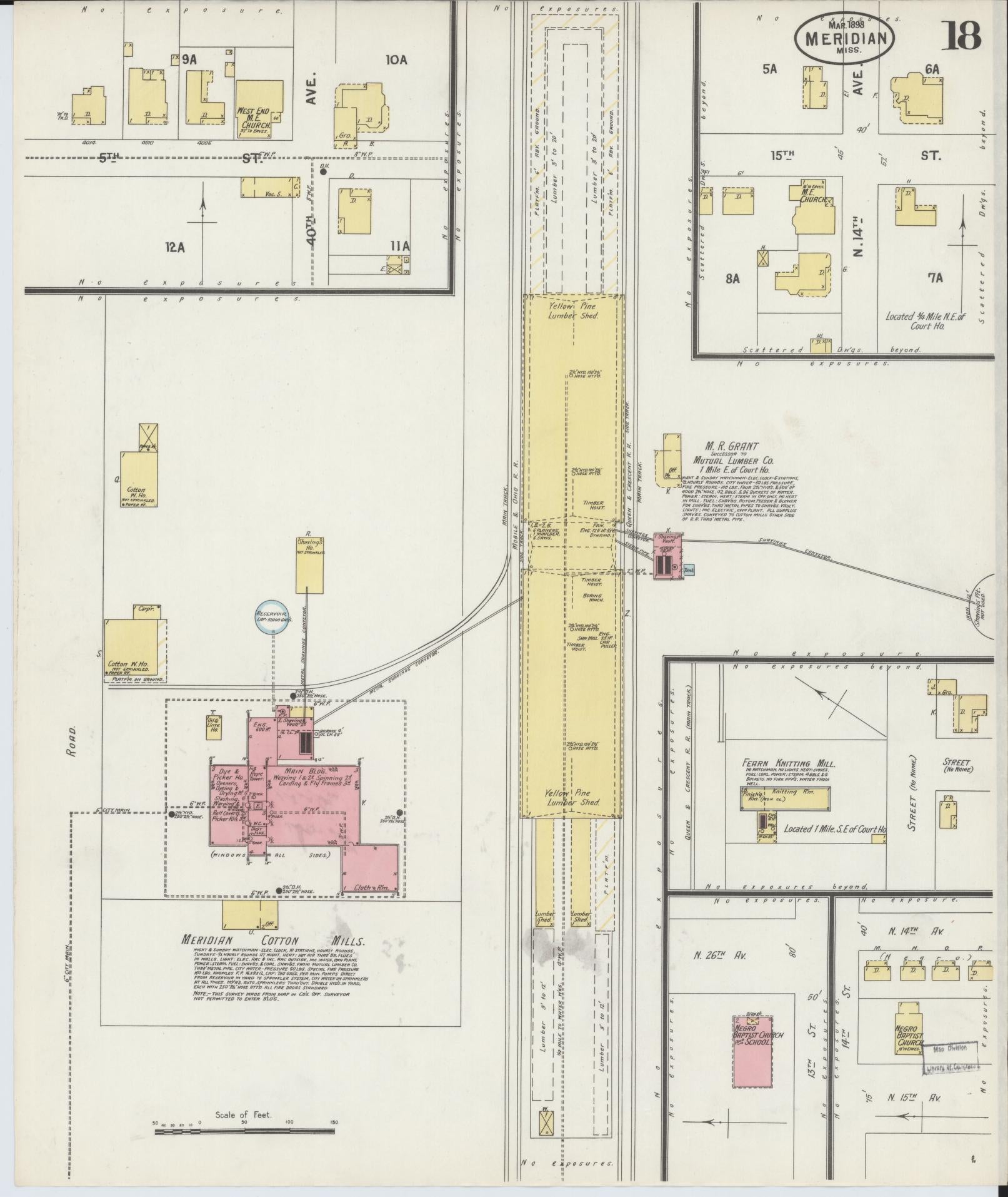 Sanborn Fire Insurance Map from Meridian, Lauderdale County, Mississippi (1898), Sheet #0018 - Historic Sanborn Fire Insurance Map Print, vintage old map wall art, antique decor, genealogy gift, Mississippi Mississippi map