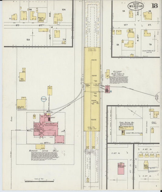 Sanborn Fire Insurance Map from Meridian, Lauderdale County, Mississippi (1898), Sheet #0018 - Historic Sanborn Fire Insurance Map Print, vintage old map wall art, antique decor, genealogy gift, Mississippi Mississippi map