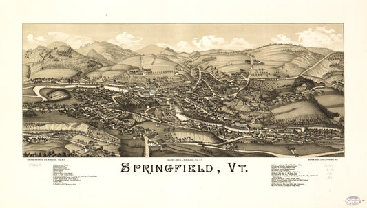 Springfield, Vt. (1886) – Historic Bird’s-Eye View Panorama Print